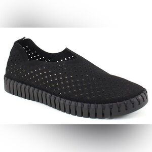 Ilse Jacobsen Tulip Perforation Slip-On Flat Black Womens US 7 M